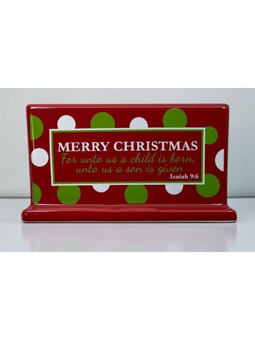 Merry Christmas Isaiah 9:6 Bible Verse Sign Polka Dot Theme Holiday Decor